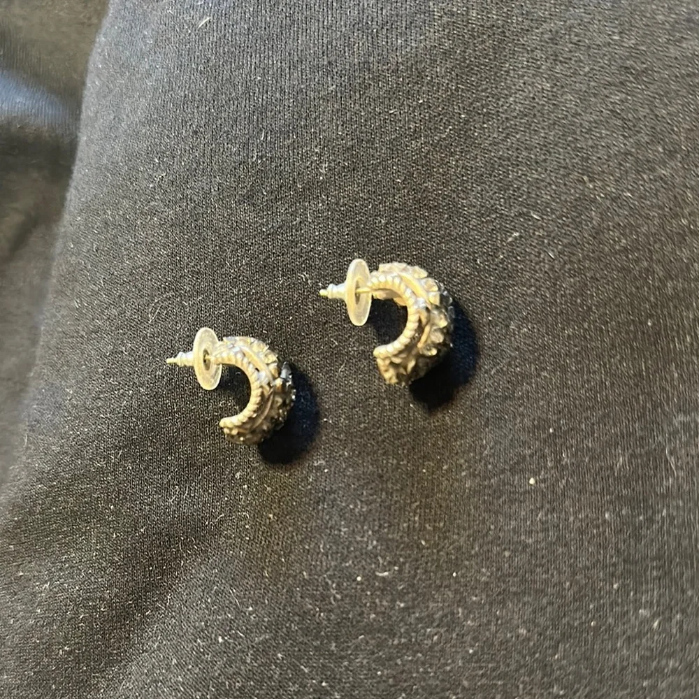 Gold Nugget Textured Earrings - Picture 2 of 2